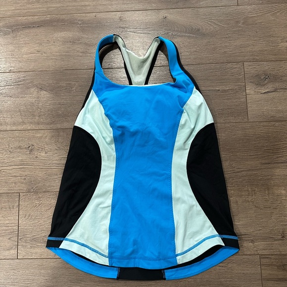 Lululemon Blue and Black Cardio Kick Racerback Tank Top - Picture 1 of 7
